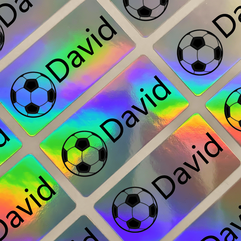 Image of Bb Custom Football Pattern , Personalized Holographic Name Sticker, Suitable For Office Supplies, Daily Necessities, Water Bottles, Lunch Boxes, Stationery, Notebooks, And Other Classification Labels