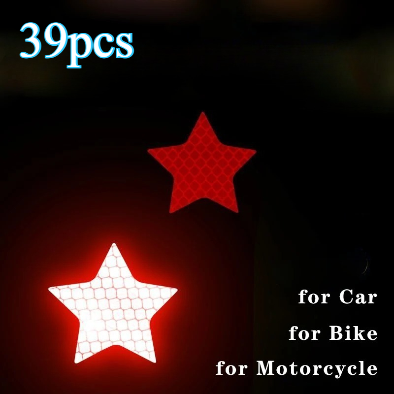 Image of 39pcs Set Of Car Bumper Reflective Stickers, Car Star-shaped Reflective Stickers
