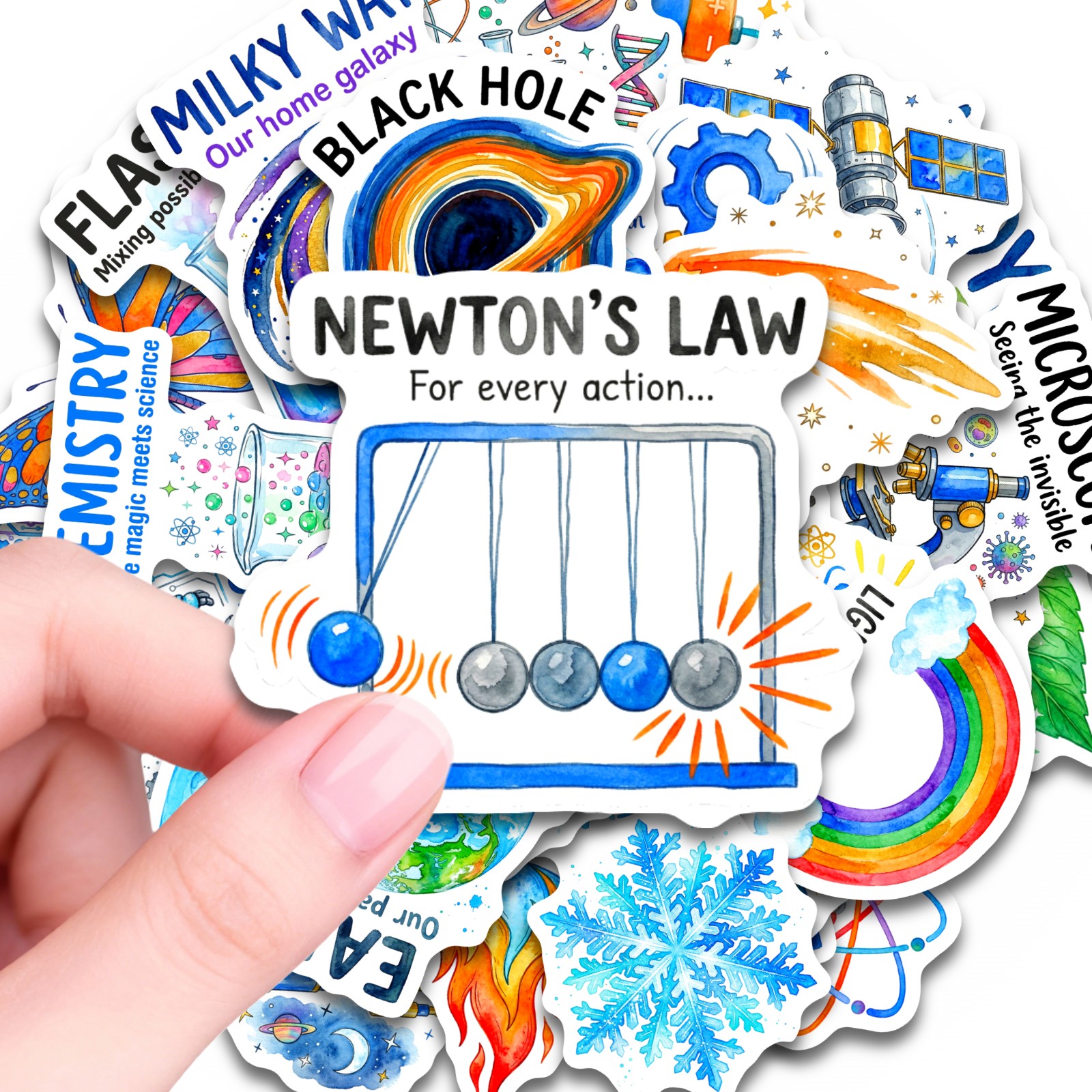 TEMU 50pcs Science Element Sticker Set - Physics / Biology / Astronomy Educational Stickers