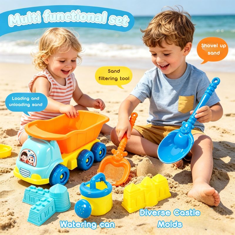 6pcs Beach Sand Play Set with Truck and Molds