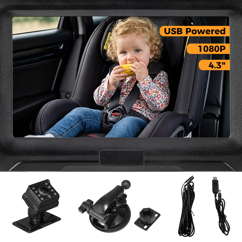 TEMU 4.3'' Portable Baby Monitor Camera With 1080p Hd Night Vision & 360° Rotatable - /travel Suitable For Infants, Pets,, , Screen For Car,, For And