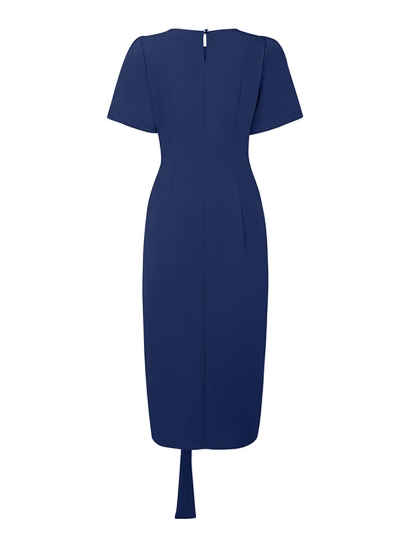 slim fit dress slacks Coffee Front Slit V Neck Bodycon Midi Dress