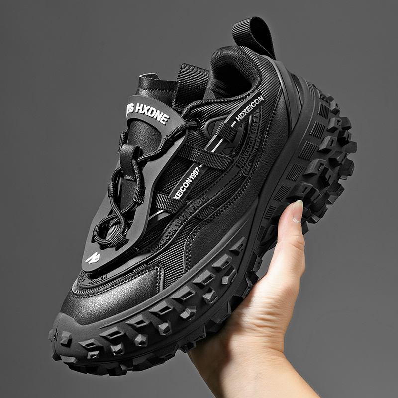 Dark Style Casual Shoes, Tire Tread Sole Height-Increasing Shoes, Street Cool All-Match Outdoor Sports Shoes