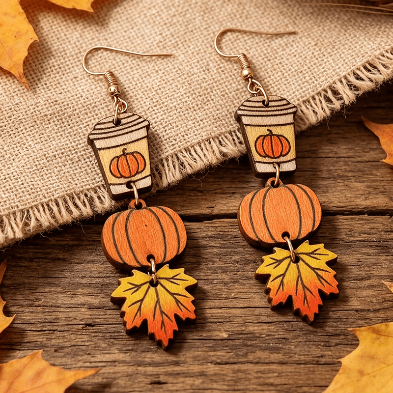 Thanksgiving Creative Polka Dot Pumpkin Water Drop Earrings
