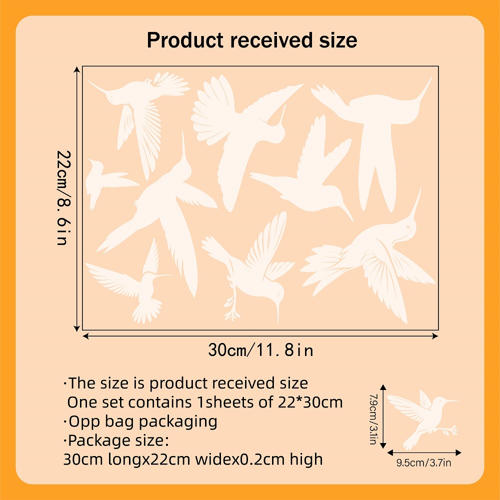 E-shop 9-teiliges Vogel-Fensterfolien-Set, Vogelform-Fensteraufkleber, Warnaufkleber für Fenster zur Vermeidung von Zusammenstößen zwischen Menschen