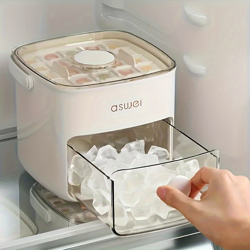 48pcs double layer countertop ice maker food grade plastic   with white lid and knob   home office and outdoor use essential kitchen appliances   stylish   easy to clean materials ic