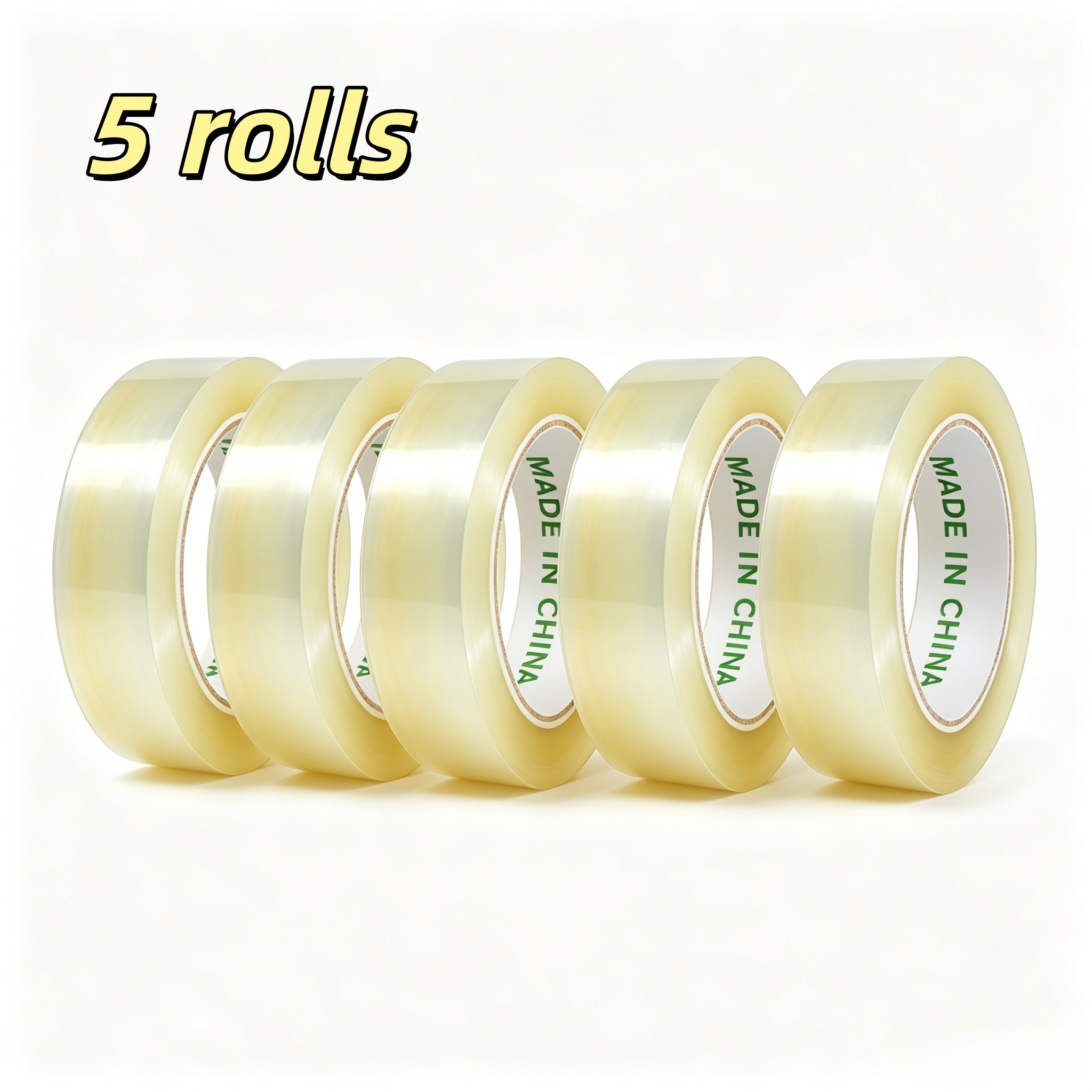 TEMU 5 Rolls Of Transparent, High-strength Sealing Tape. Highly Adhesive, Odorless, And Durable. Suitable For Home, Office, And School Use. Ideal For