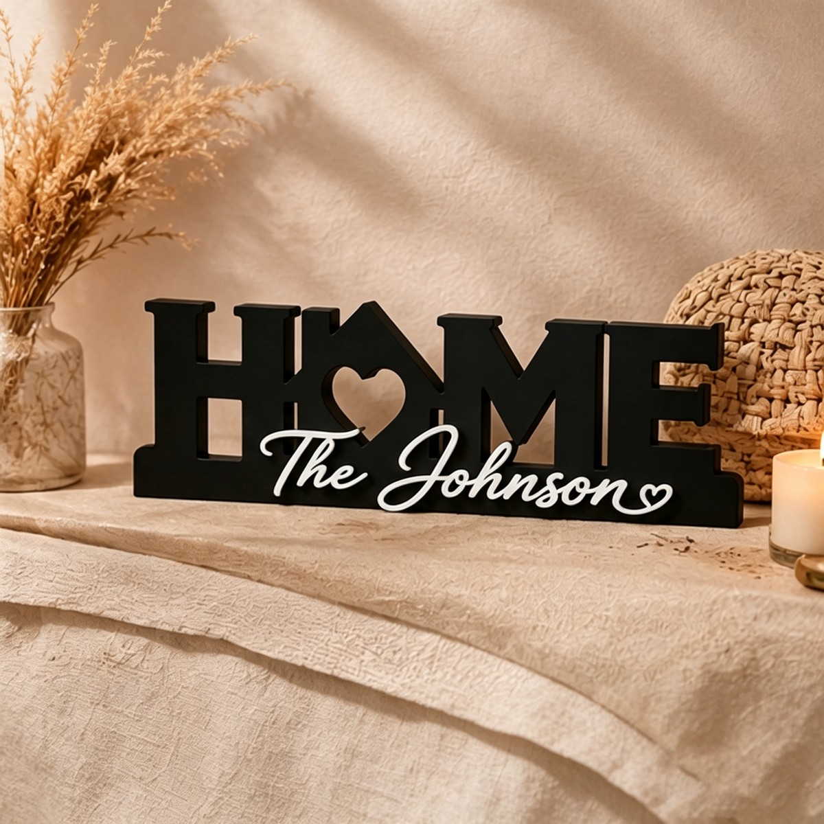 TEMU Customizable Family Name Home Ornament, Pvc-wood Composite Tabletop Sign, Personalized Last-name Decor, Ideal Gift For Wedding, Anniversary
