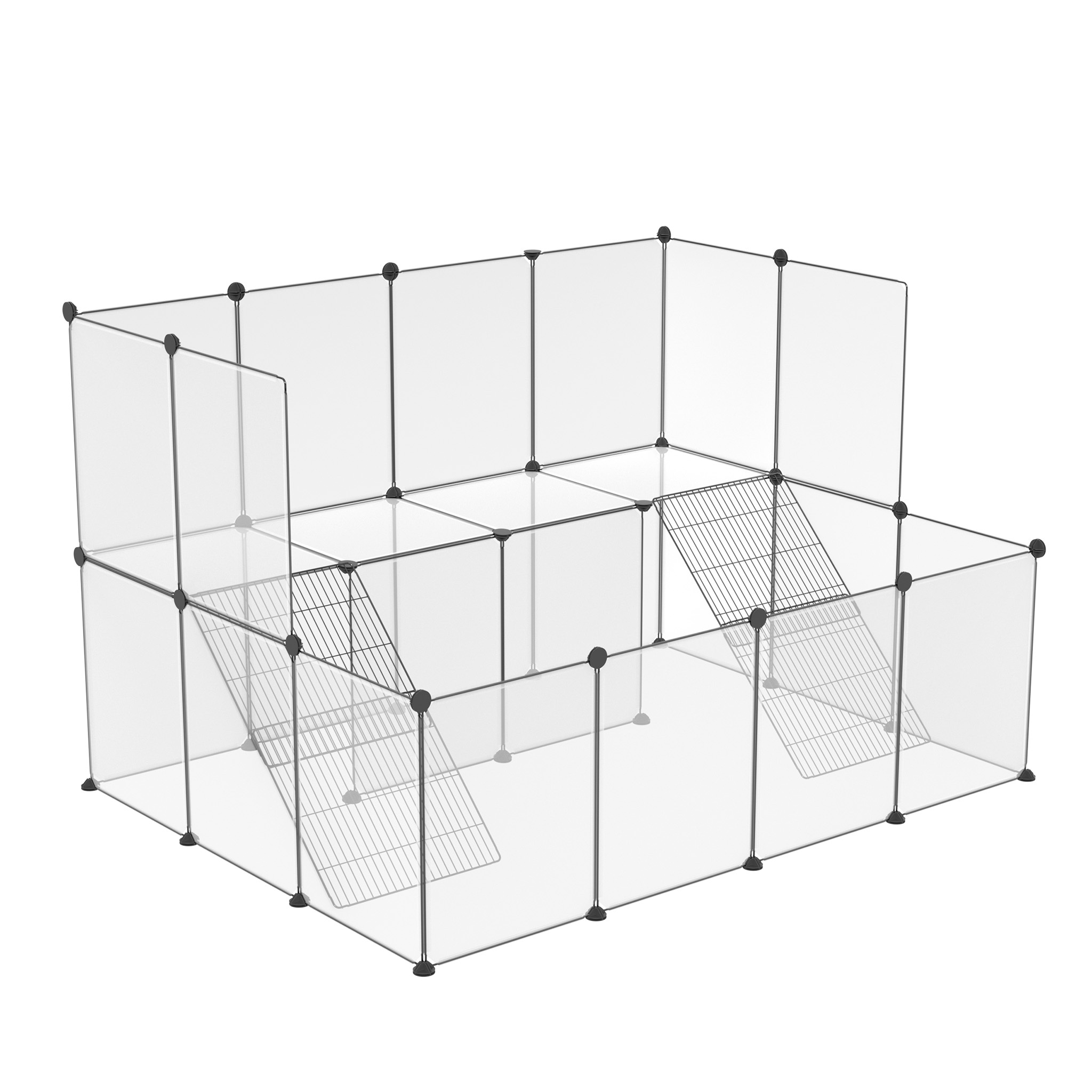 E-shop Kaninchen-Kleintiergehege aus Kunststoff, 143x108x93cm, einfaches Einstecksystem und beobachtbar, leicht zu reinigen