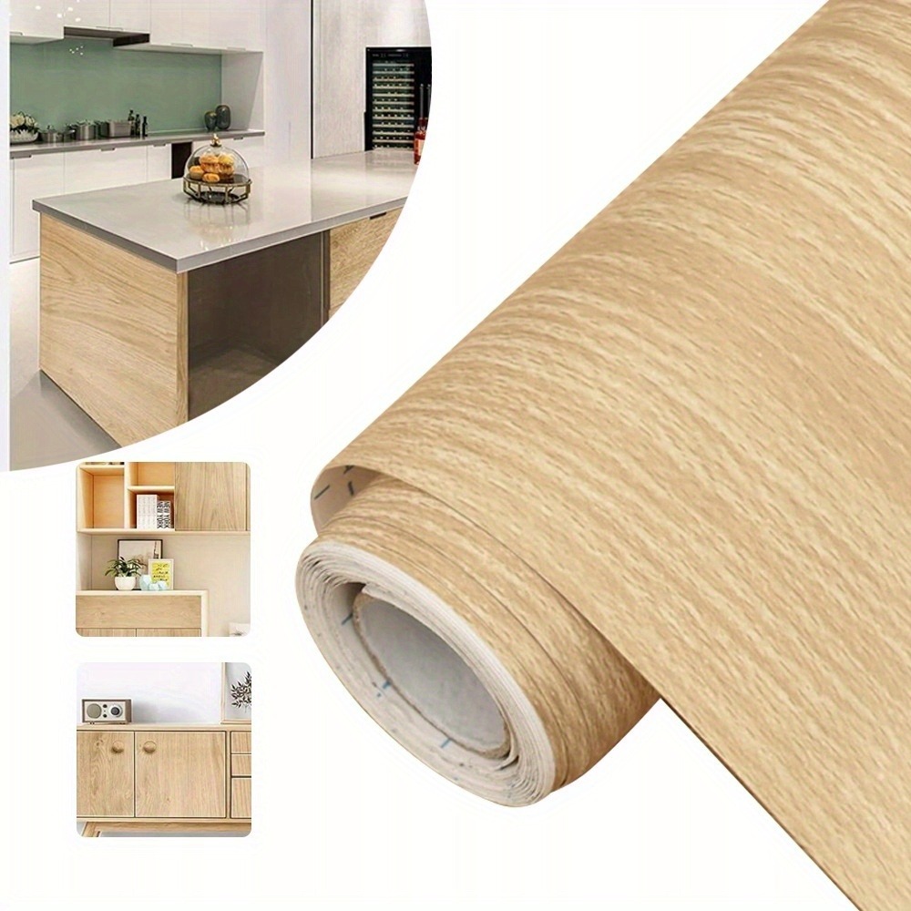 Self-adhesive Wood Grain Contact Paper - Wood Texture Film Suitable For Countertops, Cabinets, Drawers - Easy Clean, Wood & Dining Room (no Glue Needed)