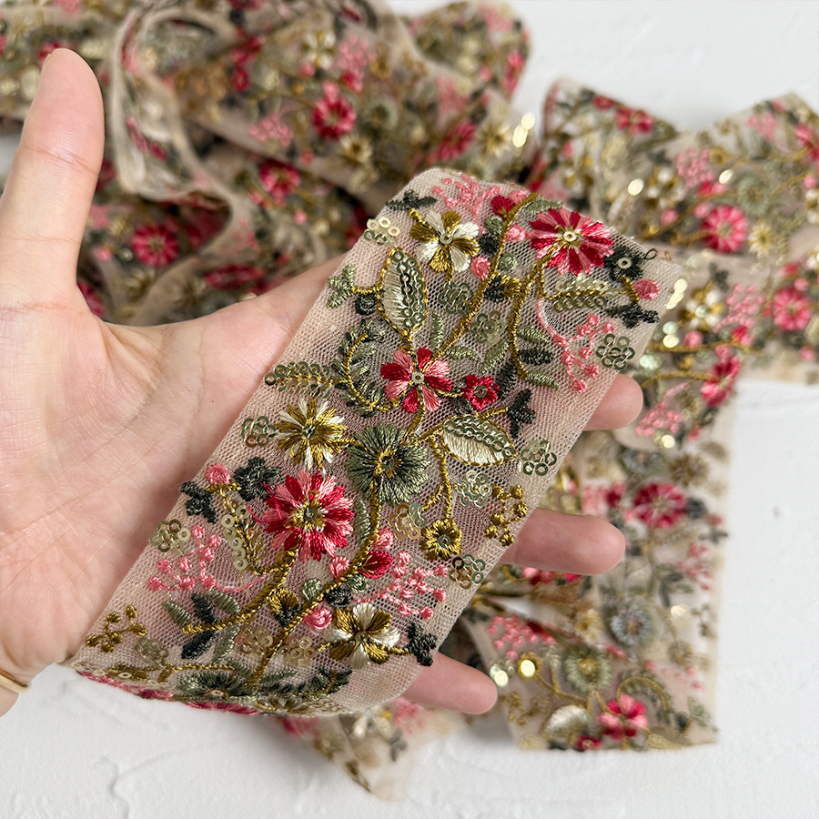 TEMU Ruban Brodé de 90 cm/35,43 po pour Décoration de Vêtements DIY