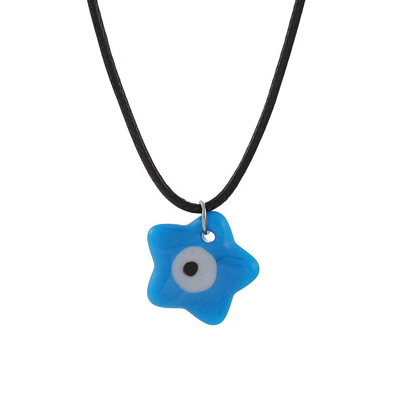 Bohemian Nautical Style Ceramic Pentagram Eye Pendant Necklace