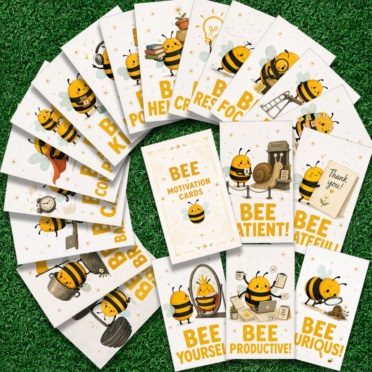 Image of 20pcs Bee Set, Inspirational Positive Quote Cards, Cute Bee Encouragement Cards For Office Desk Decor, Home Decoration And Daily Inspiration