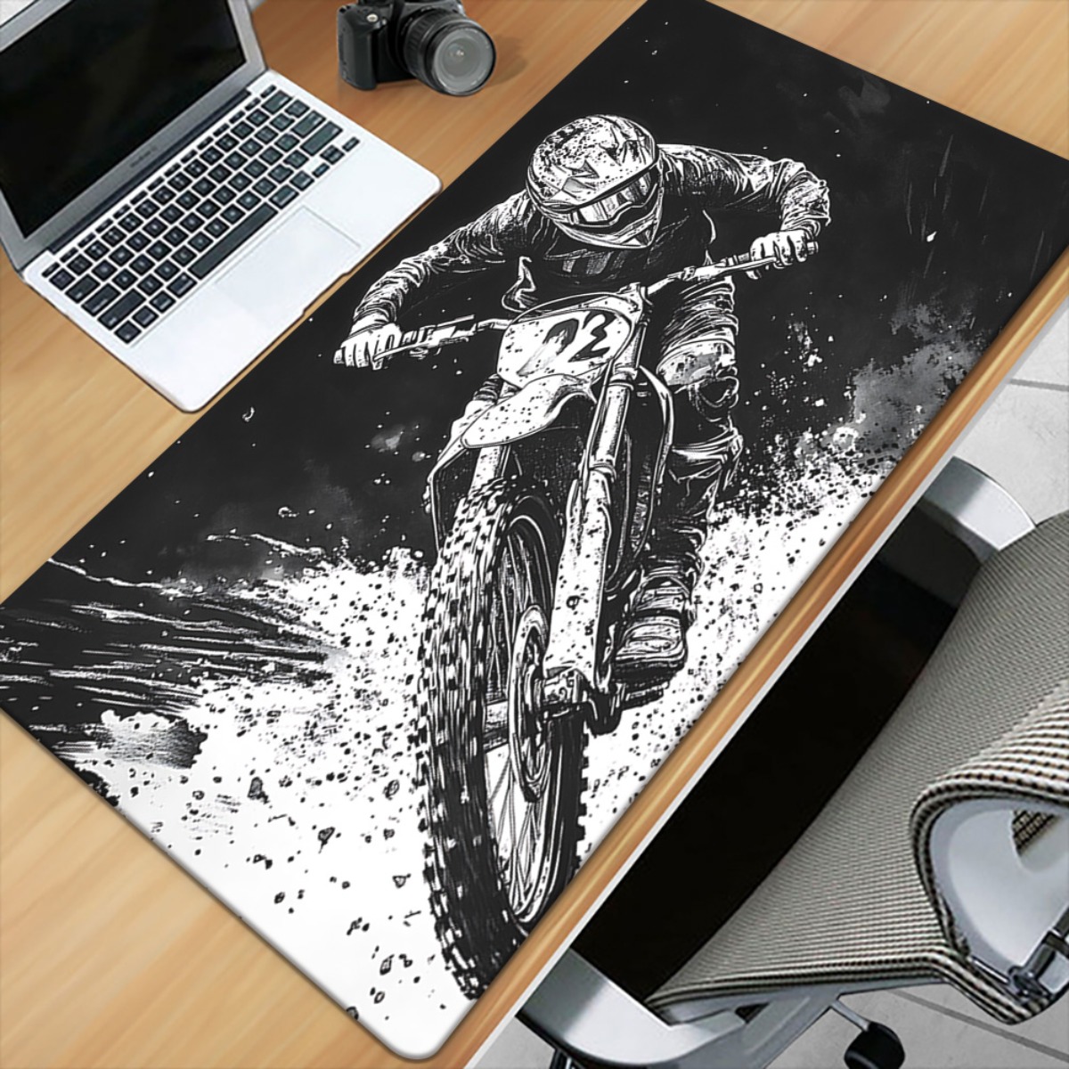 TEMU 1pc Tapis de Souris Motocross pour Bureau, Gaming, Décoration de Bureau, Base en Caoutchouc Antidérapante, Tapis de Souris XXL pour Ordinateur,