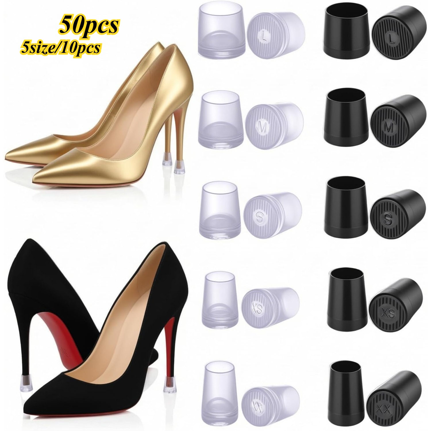 50pcs heel caps for high heels 5size 0heel covers for high heels shoes heels protector replacement tips for high heels women shoes