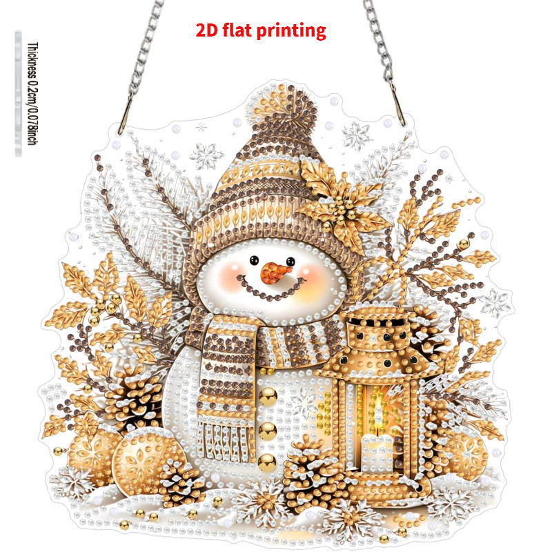 TEMU 2d Flat Printing Adult Diamond Painting, Snowman Diy Diamond Painting Window Decoration Hanging Art, Pendant, Wall Decor Kit, Garden Wall Decor