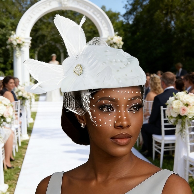 NEW Giovanna Hat Derby Bridal White Rhinestone SF05( White ) Kentucky Derby Hat, Church Hat, Wedding Hat  main image 4
