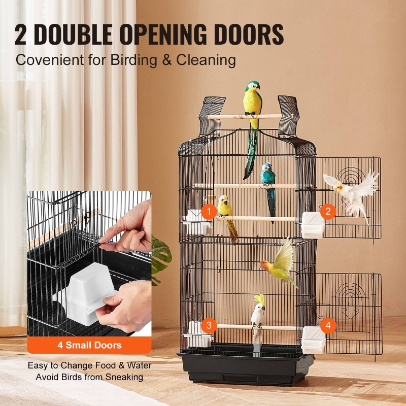   39 hanging metal bird flight cage for parakeets cockatiels small parrots multi level perches swingable chains   design with hanging hooks for indoor outdoor use parrot cage indoor bird enclosure sturdy construction parrot keepers Product details 4