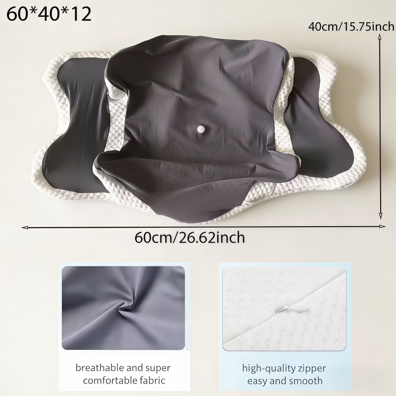TEMU de almohada ergonómica de para cuello, diseño ajustable, soporte cervical para todas las posiciones de sueño, tela transpirable, cierre de