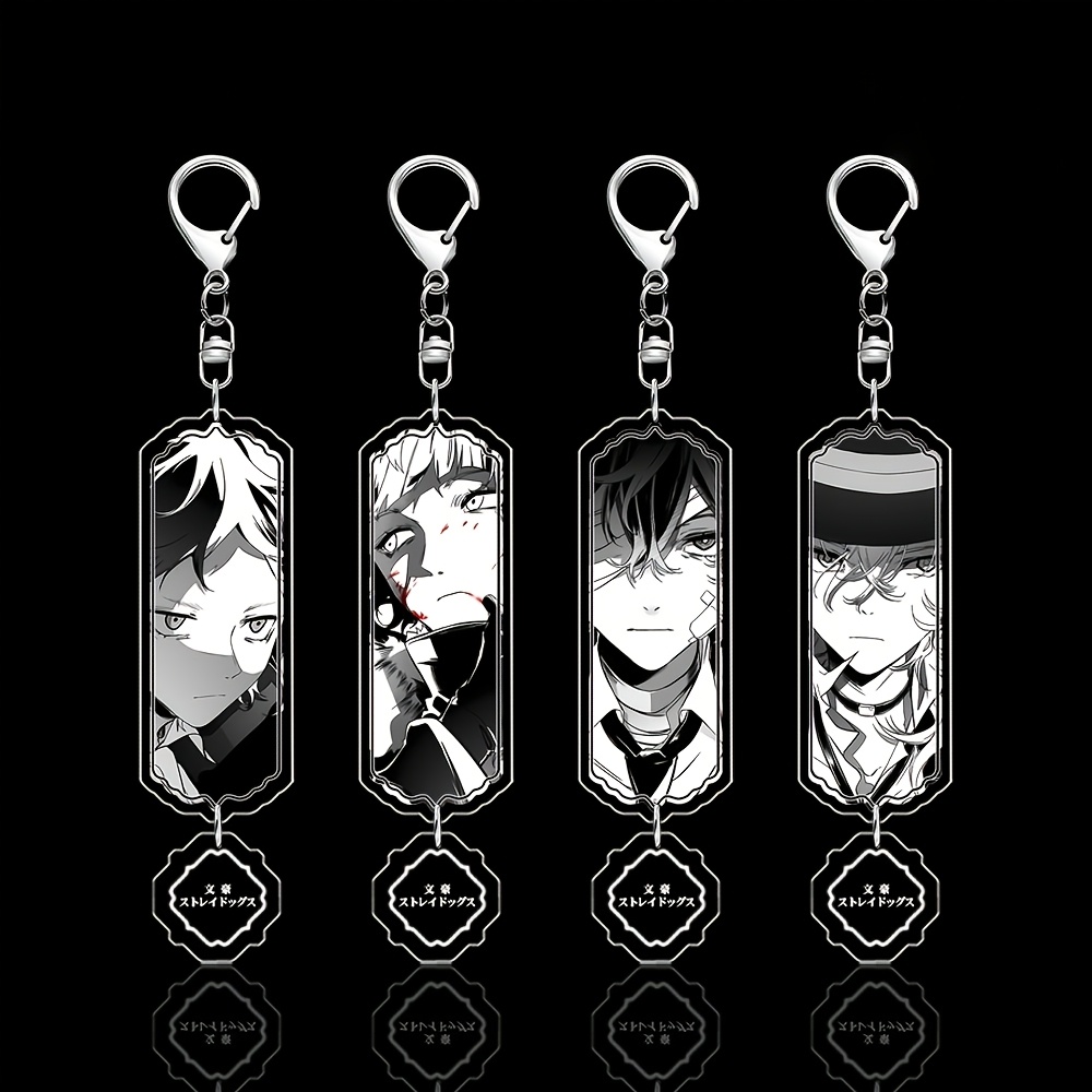TEMU 2d Flat, Gift For Her/him 2d Flat 4pcs Set Acrylic Keychain, Acrylic Keyring, Acrylic Pendant, Backpack Charm Accessory, Anime Cartoon Themed