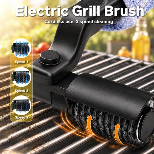 item picture electric cleaning brush rechargeable grill and griddle brush electric bbq grill brush cordless grill cleaner rotating scrubber suitable for grates outdoor kitchen gadgets