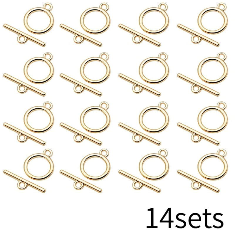 TEMU 14 juegos de cierres OT, conectores, anillas y eslabones en T en oro de 18K, adecuados para fabricación de joyas y manualidades de collar y