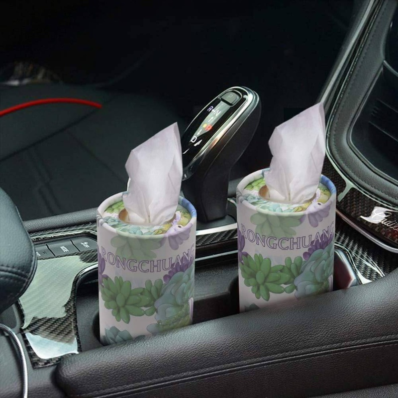   portable cylinder tissue boxes elegant floral   synthetic synthetic   leather   cup holder home office use durable stylish for home office or travel tissue boxes for home   decorative tissue box synthetic   leather box Product details 4
