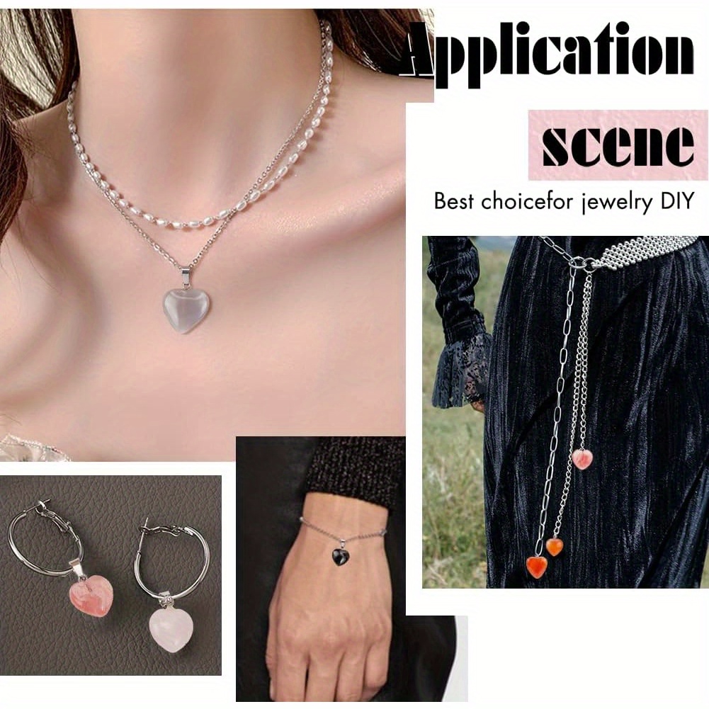 24pcs Heart-Shaped Stone Pendant Set, Love Quartz Gemstone Gift