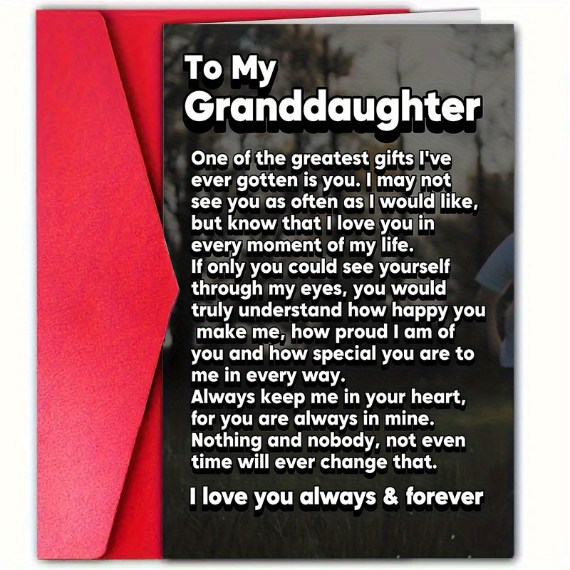 TEMU 4pcs (2 Greeting Cards + 2 Envelopes) 's Birthday Cards For Granddaughter | Warm Granddaughter's Remembrance, Elegant Black And Design - For