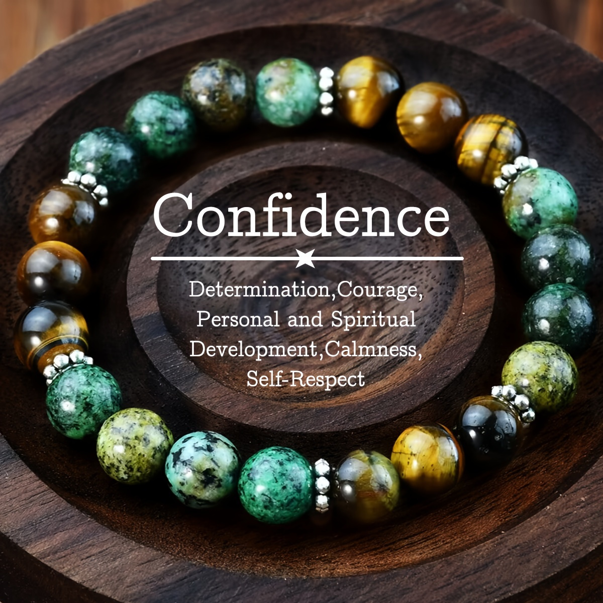TEMU 1pc Random Light And Dark Natural Stone Eye African Turquoise Multicolor Bracelet | Suitable For , Unisex, Holiday Gift , , Bohemian Style,