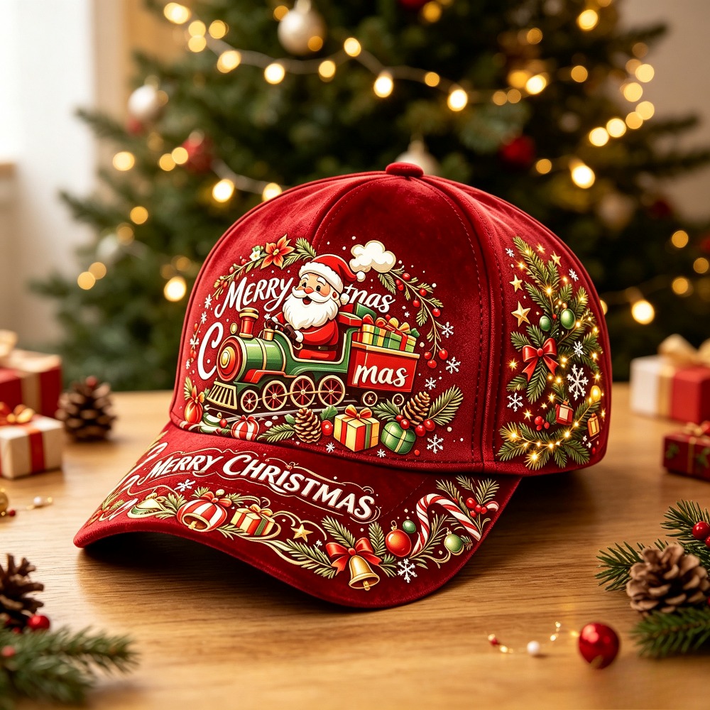 TEMU Men' & Women' Trucker Hat & Candy Cane Print - Adjustable Snapback , Christmas Gift Suitable For Holiday Parties, Xmas Costume Accessory, Casual