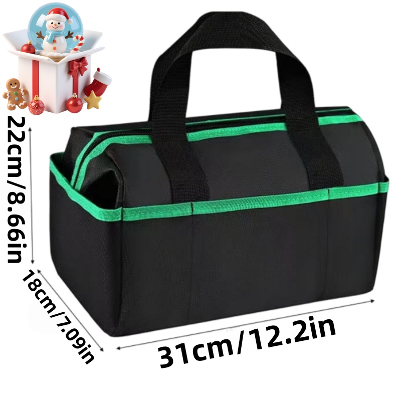 Organizador de bolsa de herramientas de 14.1 pulgadas, bolsa de almacenamiento de herramientas con cremallera y múltiples bolsillos, bolsa de herramientas portátil engrosada, adecuada para electricistas, fontaneros, mantenimiento del hogar y, sencillamente, bolsa