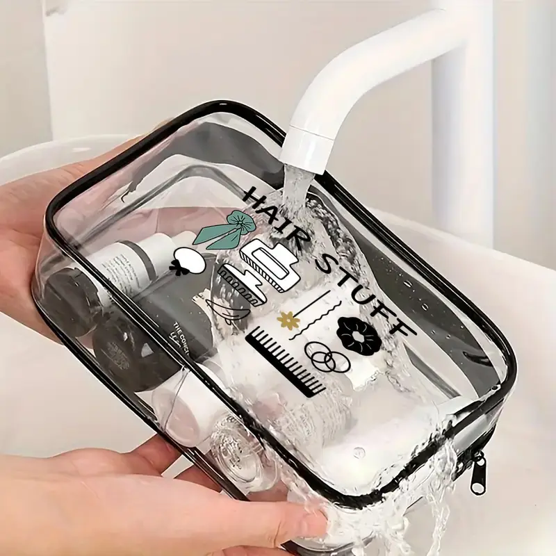 1pc tsa approved makeup hair accessories travel organizer bag with zipper closure large capacity high quality cosmetic storage for brushes lipstick hairdressing tools durable for easy visibility travel toiletry bag stylish zipper bag Product details 1