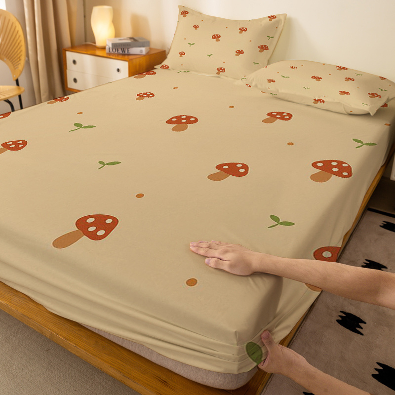 1pc cartoon   and green leaf pattern fitted sheet single deep pocket fitted sheet only no pillowcases washed soft fabric   and comfortable 360   anti slip mattress protector suitable for bedrooms