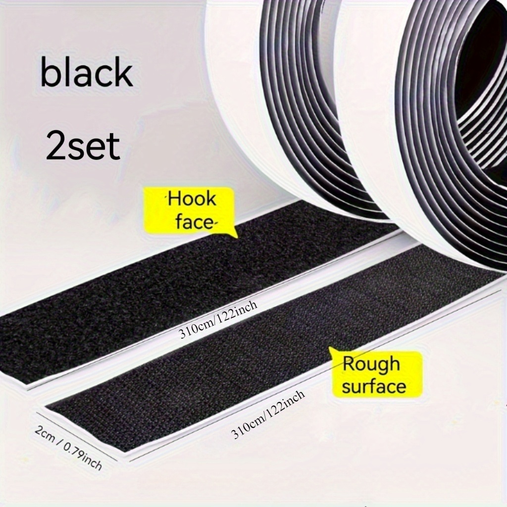 Image of 310/620cm Self-adhesive Hook And Loop Fastener Tape, Strong Adhesive, Black And White - Very Suitable For Use , Homes, And Offices, Self-adhesive Wall Hooks, Door Curtains