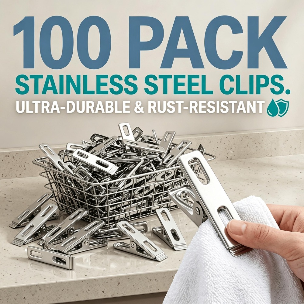 100pcs heavy duty stainless steel clothespins non slip   clips for laundry plants diy projects durable indoor outdoor drying tool versatile storage solution strong rust resistant spring ideal for home office garage clothes pins