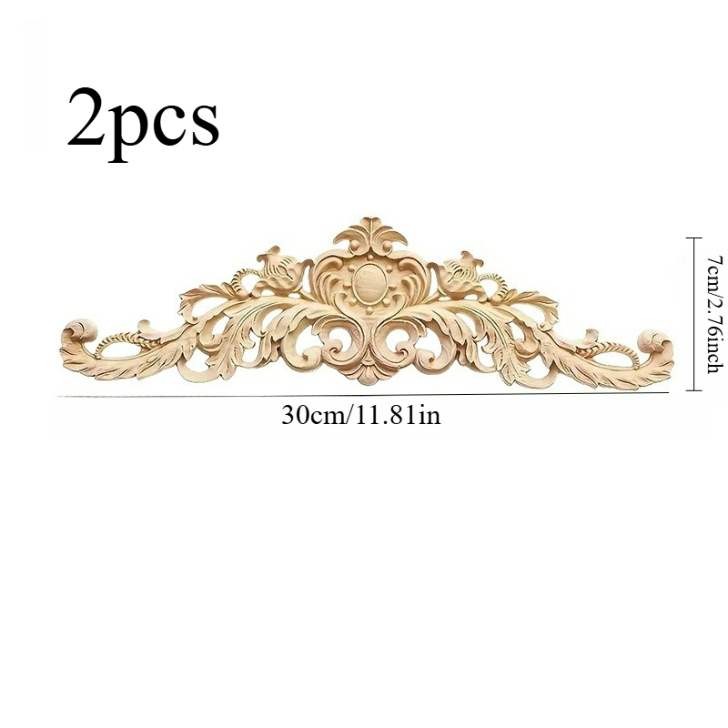 Image of Light Luxury Gemstone Long Wood Carving Applique, 2pcs Set, 3d Three-dimensional Wall Decor Strip, Tv Background Wall Border, Nordic Style Living Room And Bedroom Wall Decoration