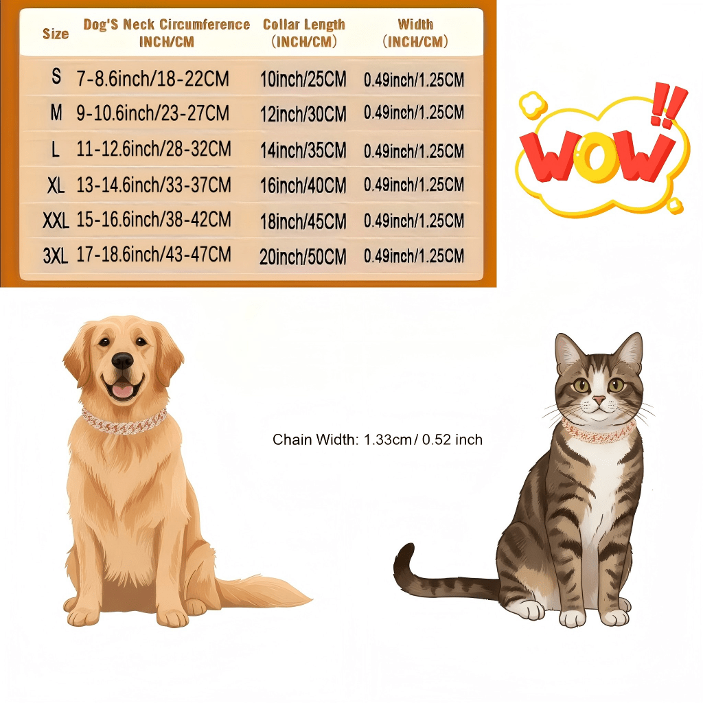 Custom Cuban Chain Dog Collar with Engravable Name and Phone Number Tag | Suitable for Small Medium Large Dogs | Pet Lover's Custom Gift · Cat Collar & Pet Identification Accessories