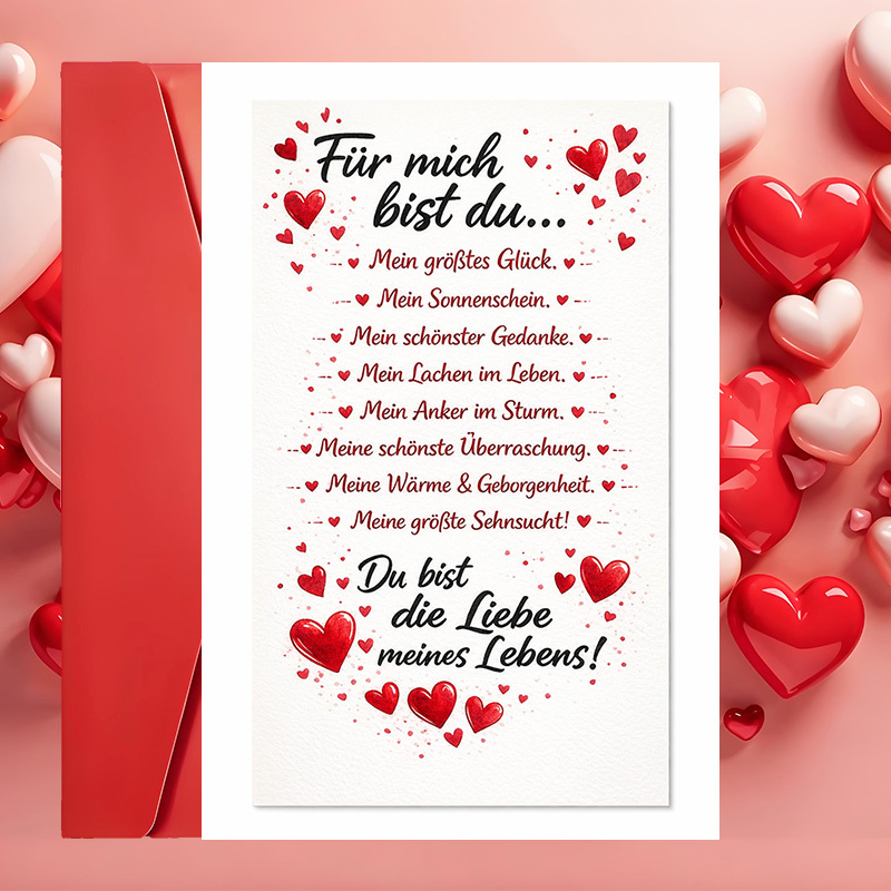 TEMU 2pcs Set (1pc Envelope And 1pc Greeting Card) Greeting Card, Featuring Message And Red , Perfect For Anniversaries, Valentine's Day, Or Special