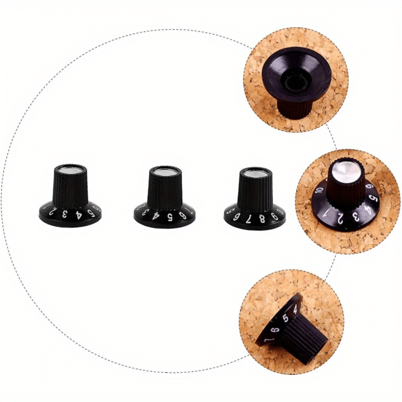 Black Aluminum Guitar Amplifier Potentiometer Knob - Durable Volume & Tone Control Knob with Smooth 360° Rotation for Electric Guitars, Non-Electric Instruments - Guitar Accessories