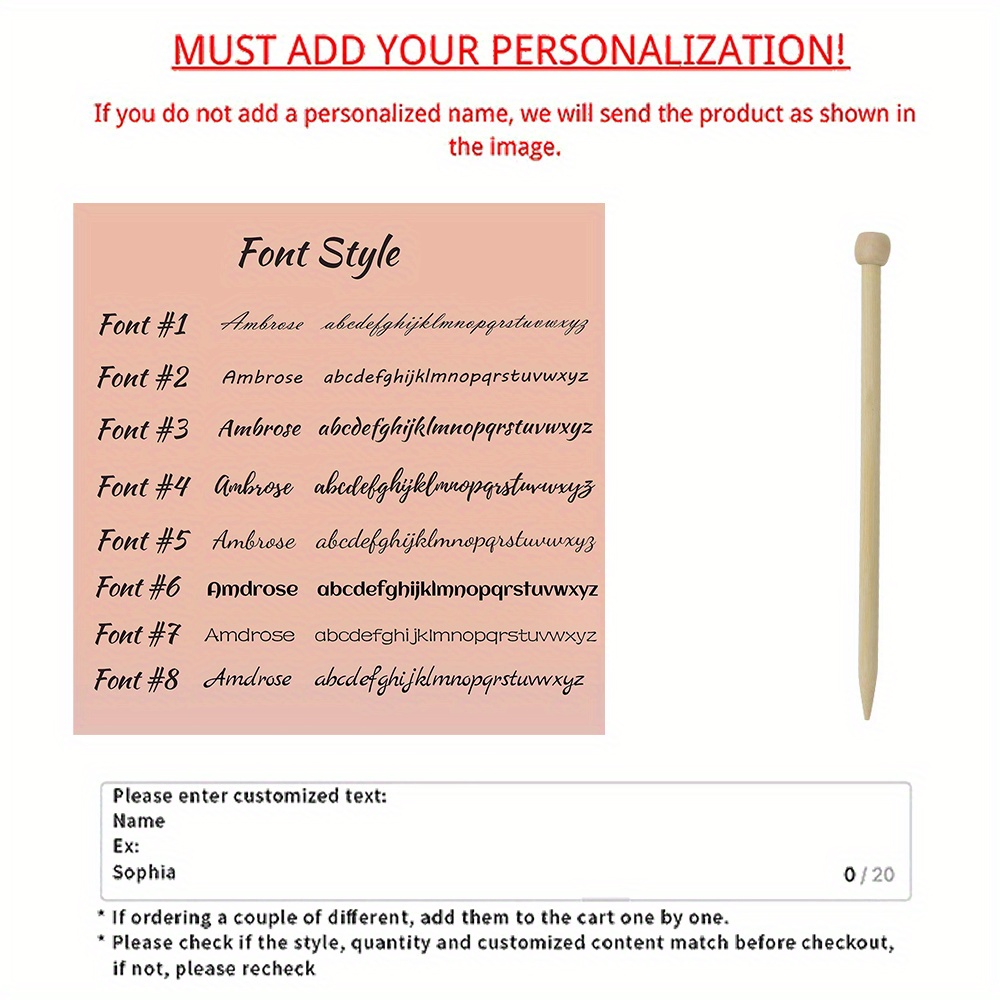 TEMU 1pc Personalised Bamboo Knitting Needles- Custom Knitting Needles - - Knitting Gift - Gift For Mum - Knitting Lover- Teacher Gift