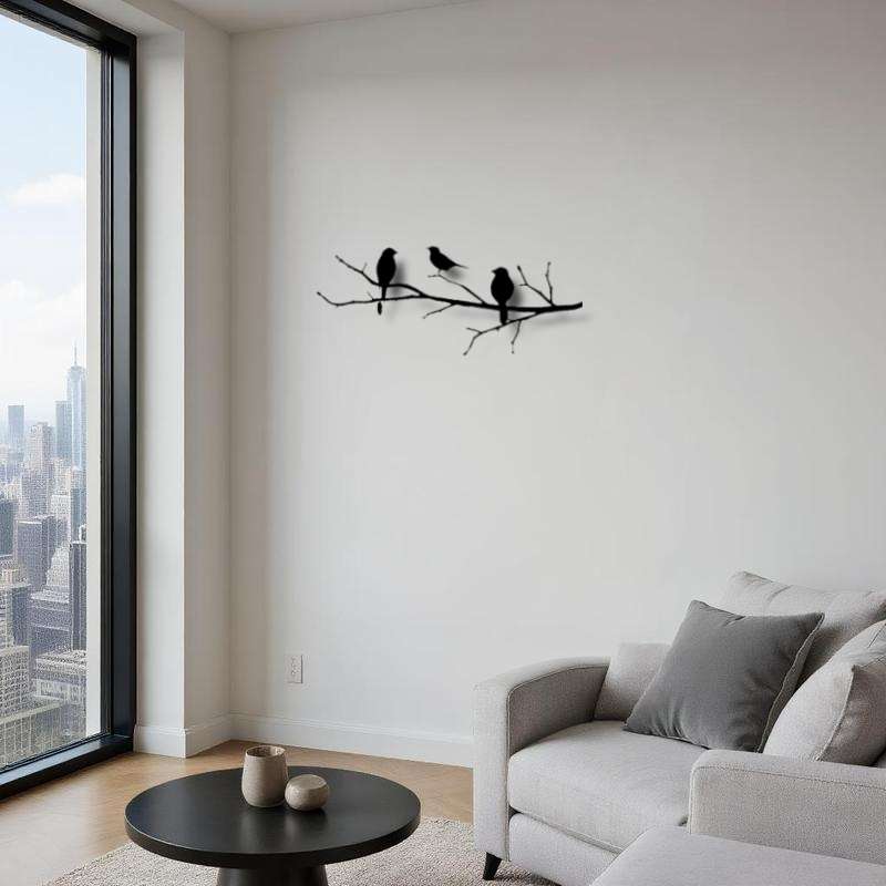 TEMU 1pc Metal Wall Art: Birds On Branch - Bedroom Or Living Room Decor, Gift For