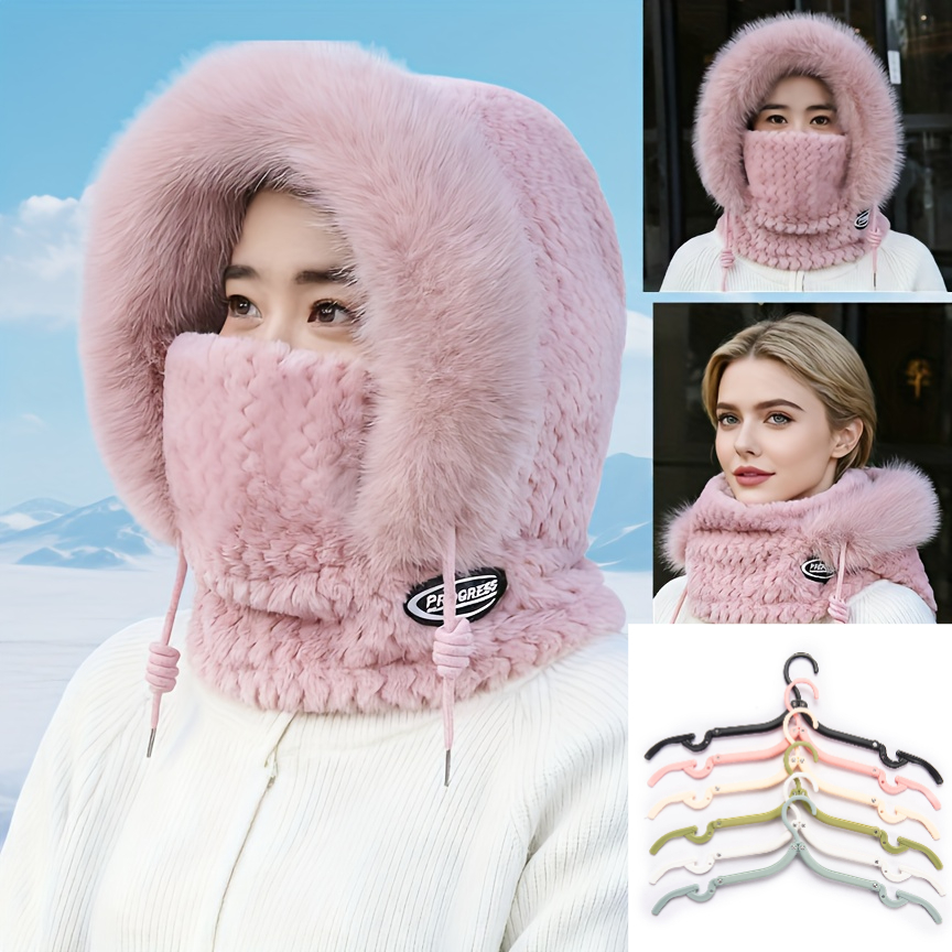 2pcs Set Winter Hat and Folding Clothes Rack, Unisex