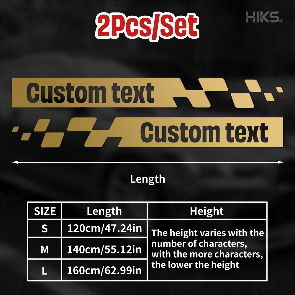 TEMU 2pcs/set Personalized Custom Car Side Skirt Decorative Strips, Outdoor Waterproof Self-adhesive Vinyl Stickers, Creative Diy Custom Text Decals,