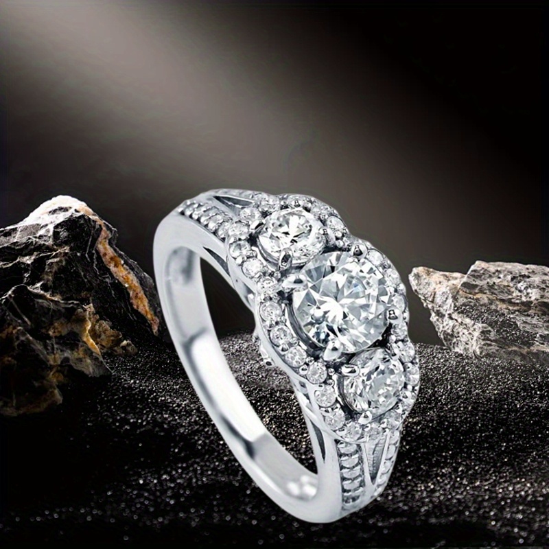 3pc Lab Grown Moissanite S925 Sterling Silver Ring Set