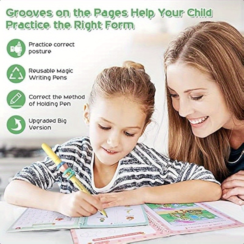 libro de ejercicios con ranuras mágicas   juego de 14 piezas,   bolígrafo, cuaderno   reutilizable para jóvenes,   para la práctica de caligrafía y   de   de niños en preescolar de 3 a 8 años 6