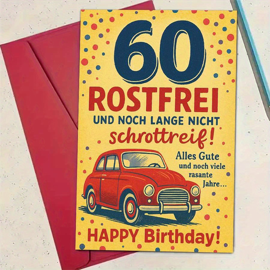 E-shop 1 Stück 60. Geburtstag Grußkarte für - – für Familie, Freunde Kollegen, um Meilensteingeburtstage mit Humor Stil zu feiern – Umschlag + Karte