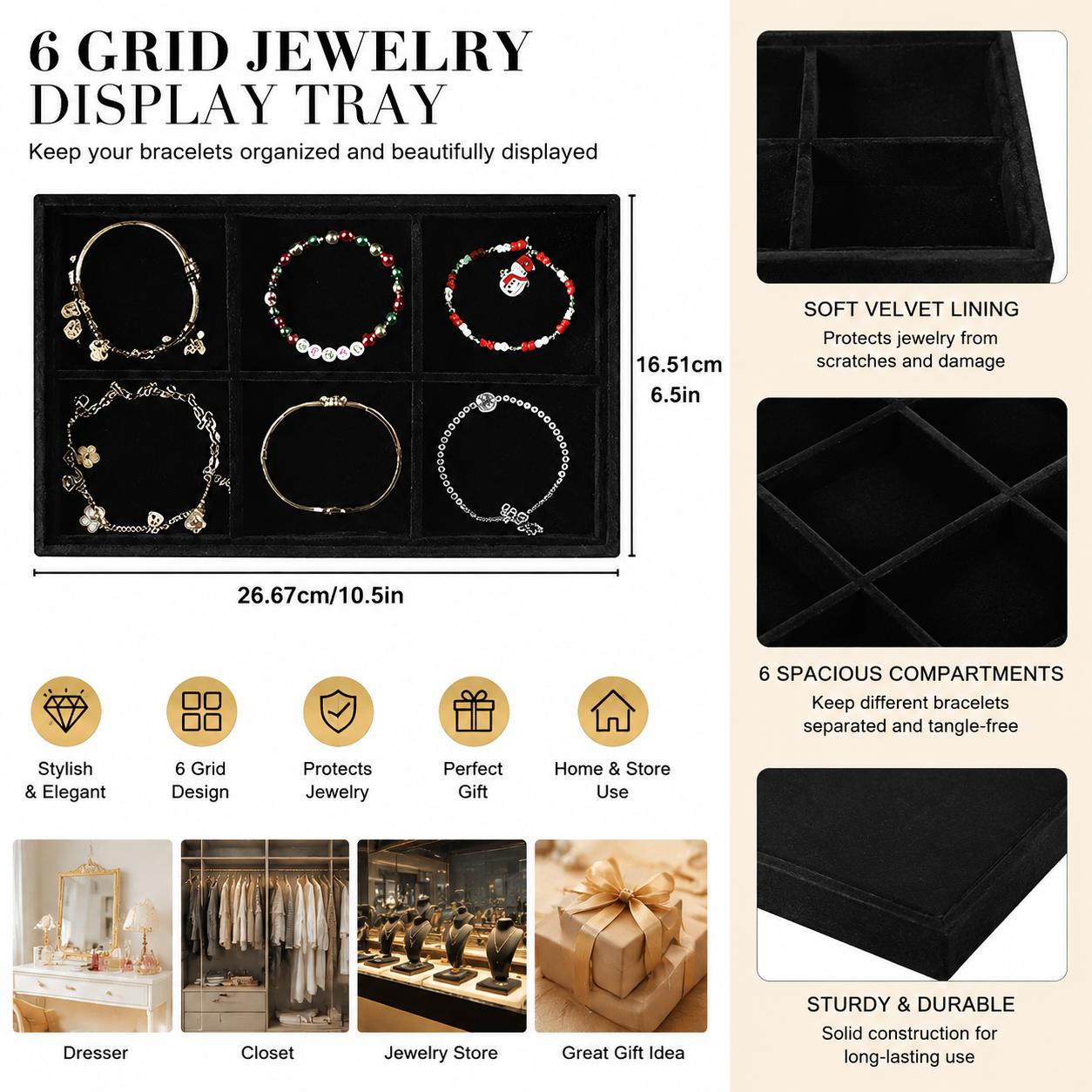 2pc Stackable Velvet Jewelry Tray for Earrings and Necklaces