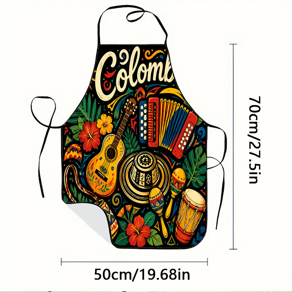 TEMU 1 delantal con estampado de , duradero y fácil de limpiar, cintura ajustable, material de poliéster, para cocinar en la cocina, jardinería,