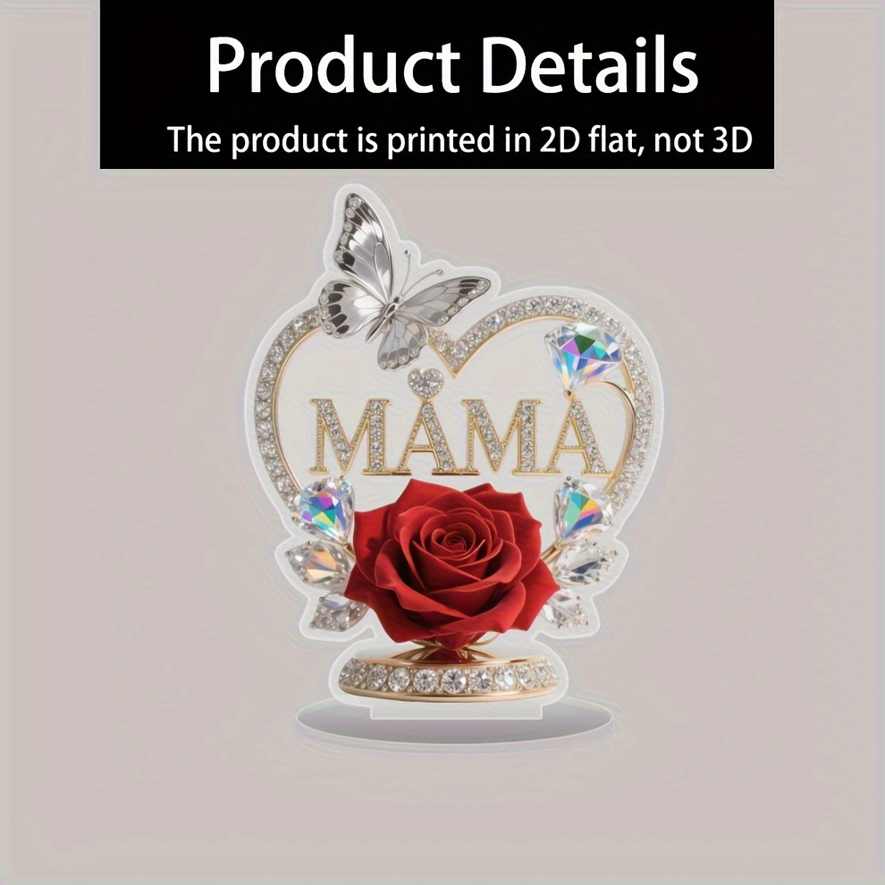 TEMU 2d Flat, Eternal Rose Acrylic Ornament - Elegant Suitable For Valentine's Day, , Mother's Day Gift, Frameless Tabletop Decoration With Irregular